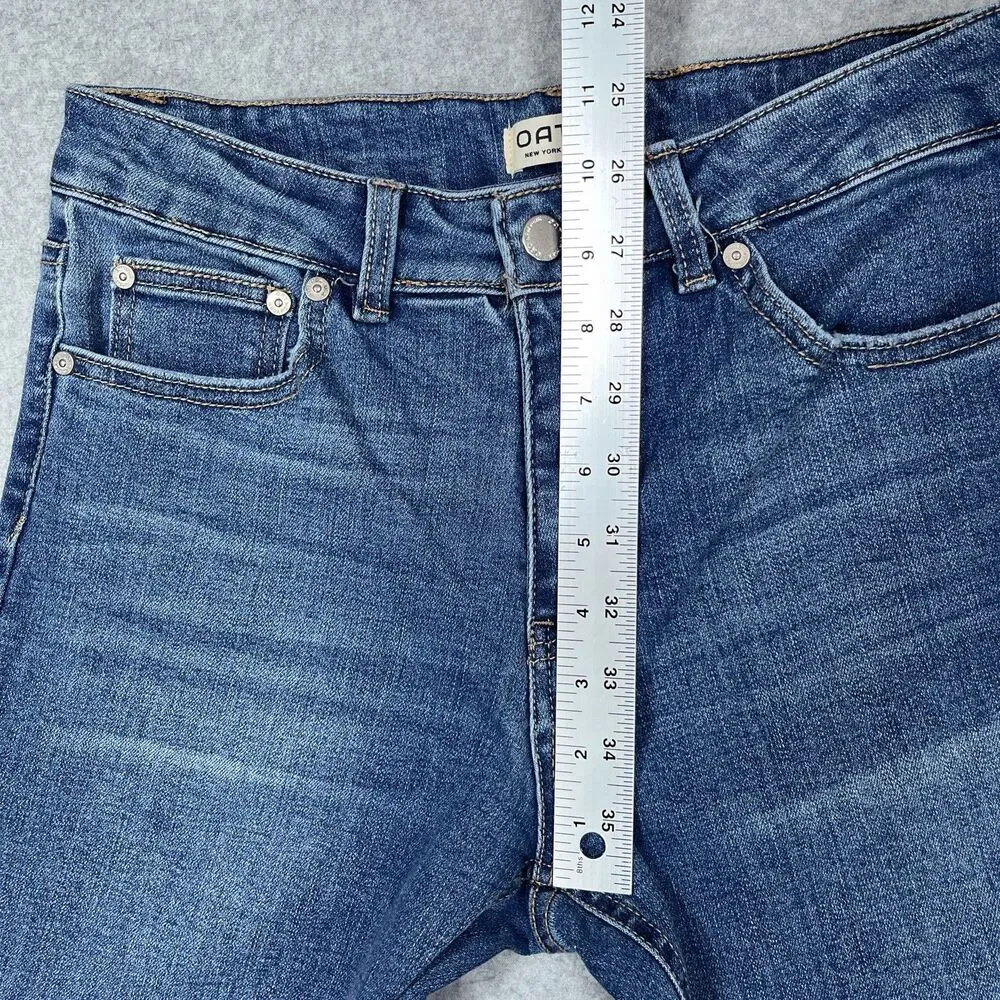 Oat New York Jeans Womens 4 / 27 x 27 Blue Slim Straight Mid Rise Ankle Denim